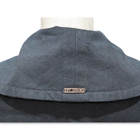 St. John Sport Double Breasted Asymmetric Big Collar Coat Black Jacket Size M - Picture 9 of 13